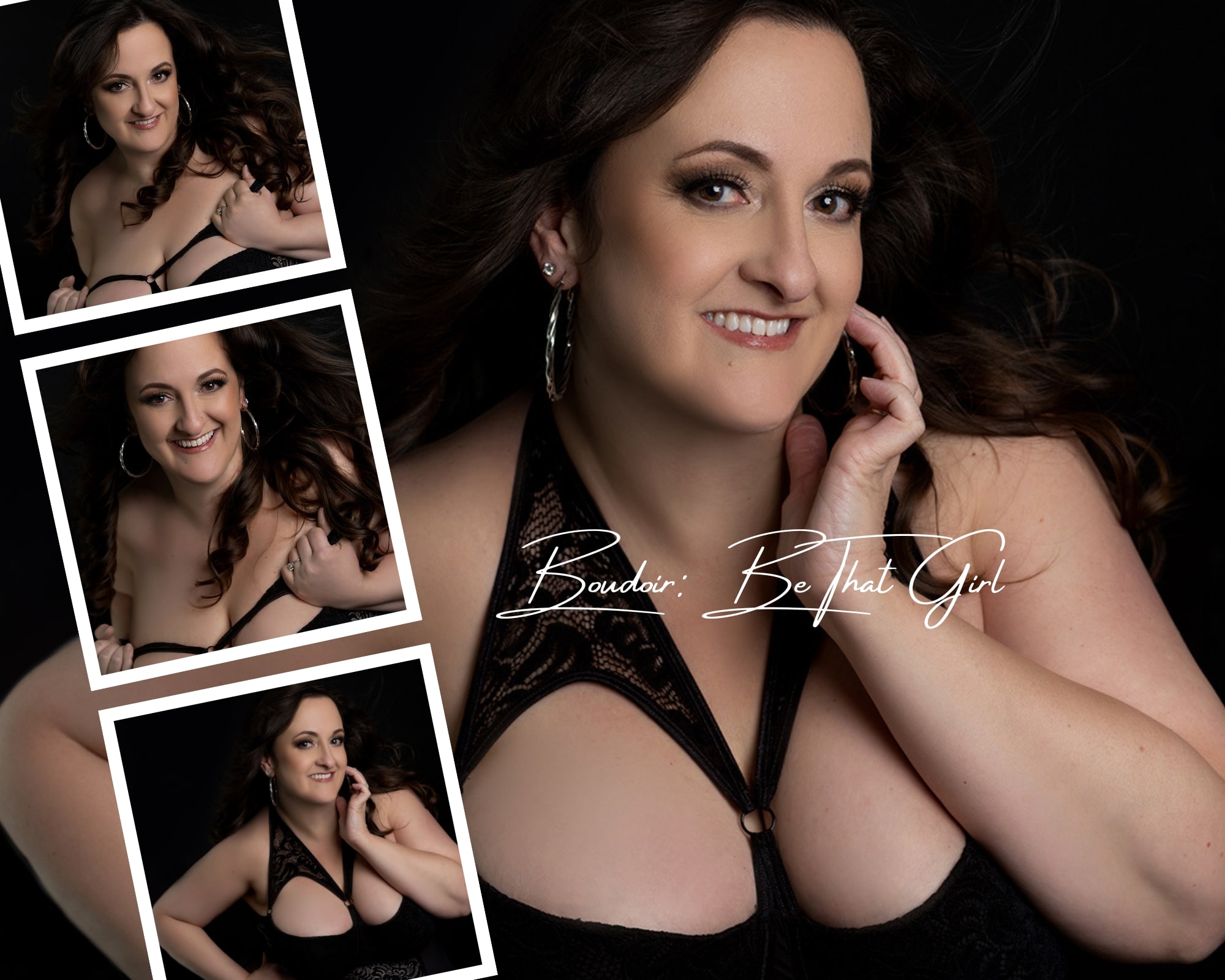 Woman wears a black chemise for her boudoir session with Shannon Hemauer Photography, located in Carlisle PA.